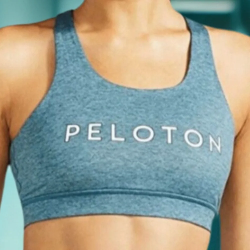 Peloton Heathered Strappy Teal Sports Bra Size Small - Picture 9 of 9